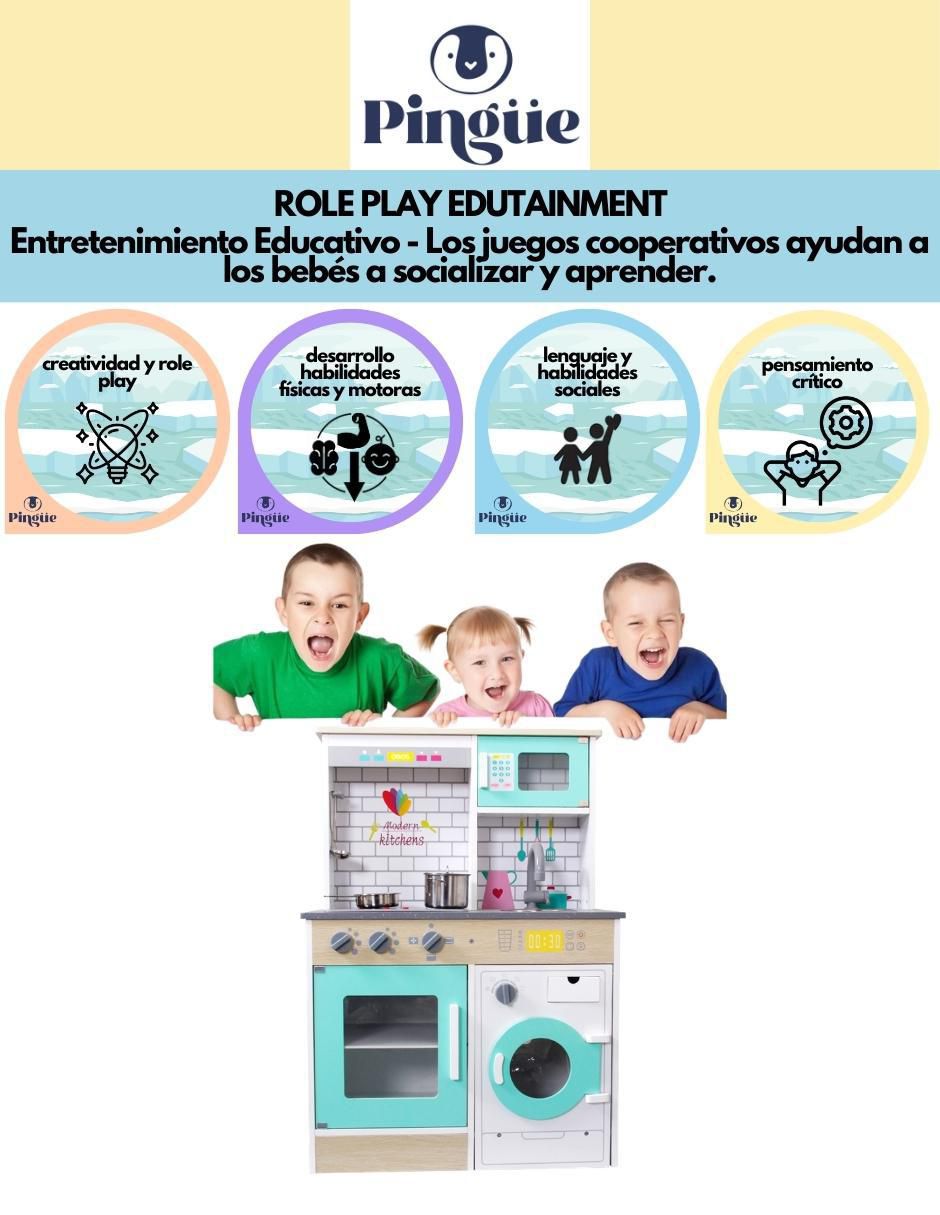 Set de cocina integral premium pingüe juego de rol para niños
