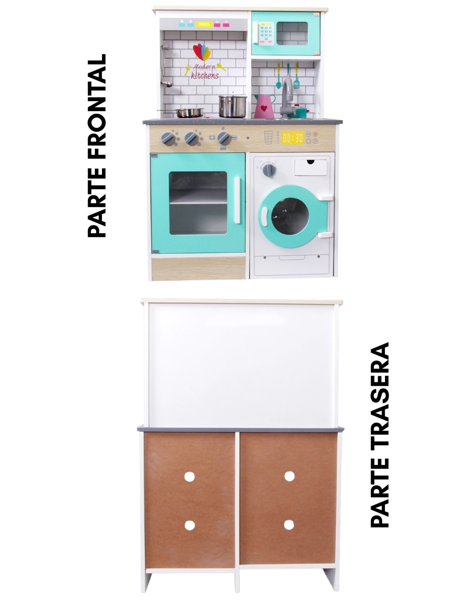 Pingüe set de cocina integral premium 88x60x30cm en madera mdf pingüe "juego de rol para niños"