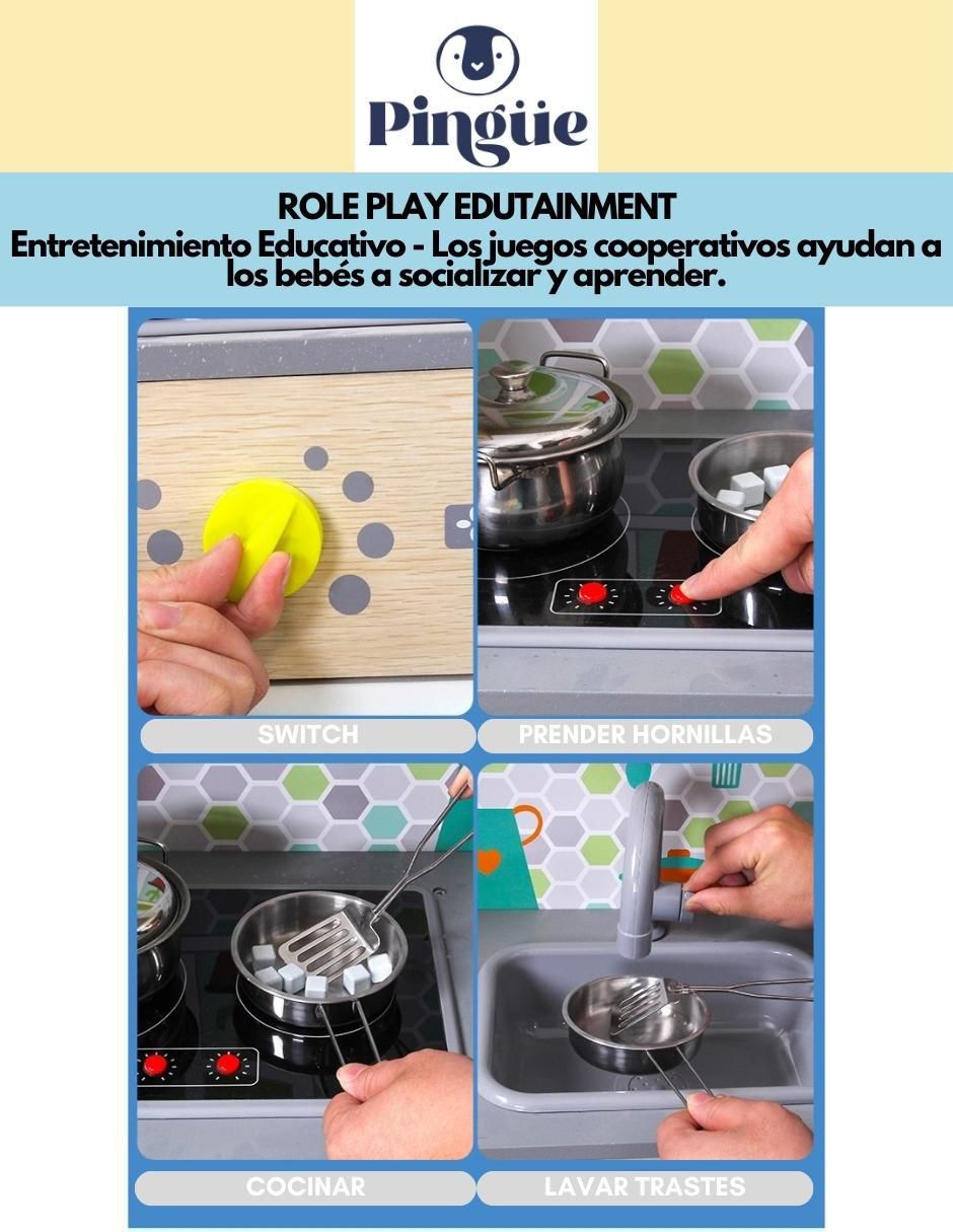 Set de cocina integral deluxe pingüe juego de rol para niños