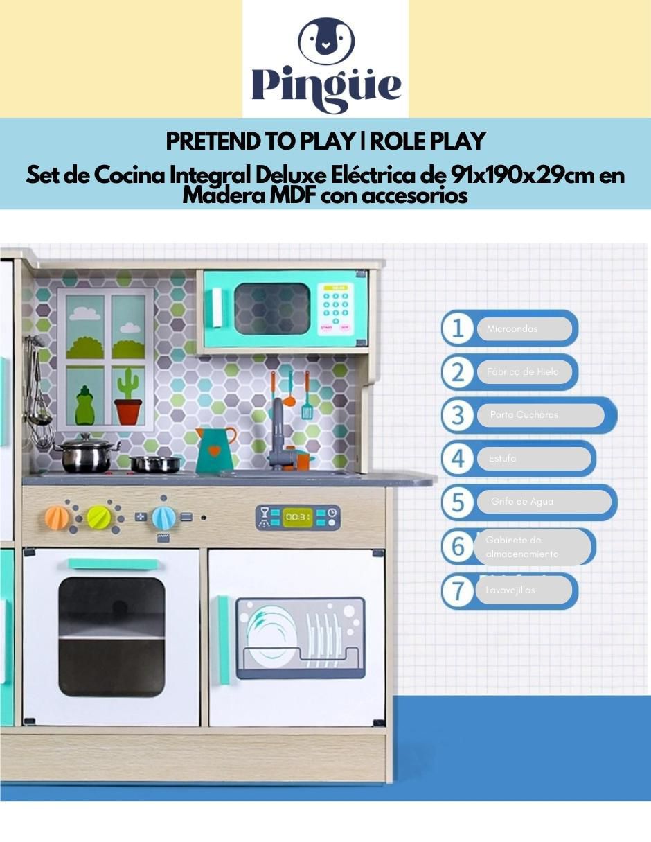 Set de cocina integral deluxe pingüe juego de rol para niños