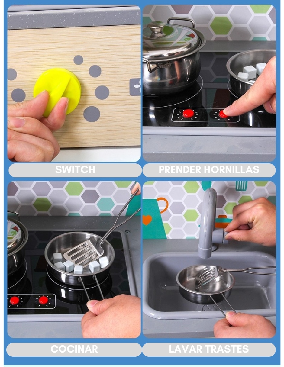 Pingüe set de cocina integral deluxe 91x95x29cm en madera mdf pingüe "juego de rol para niños"