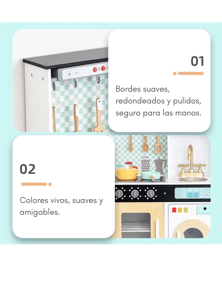 Set de cocina integral de lujo en madera MDF Pingüe juego de rol para niños