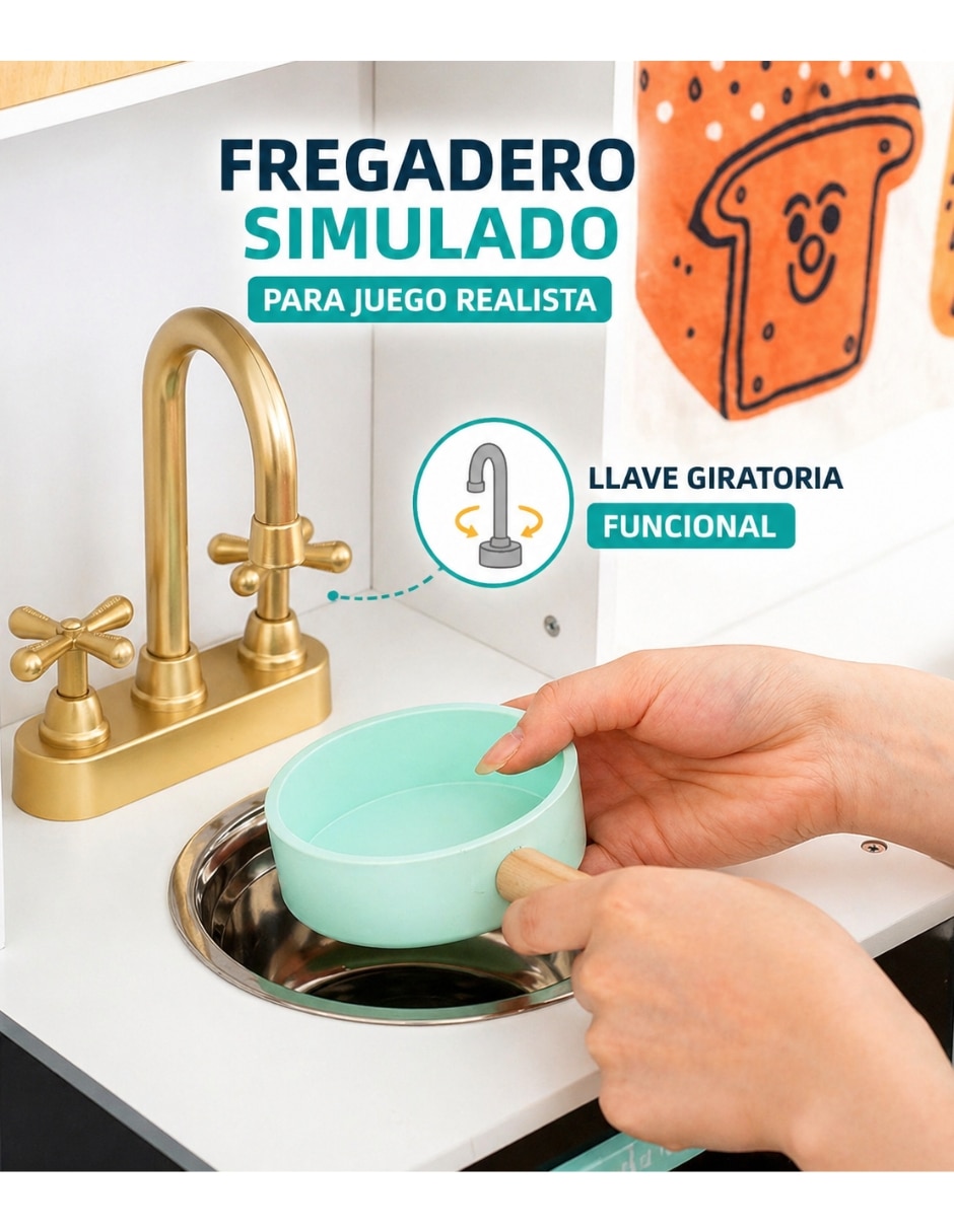 Set de cocina integral de lujo en madera MDF Pingüe juego de rol para niños