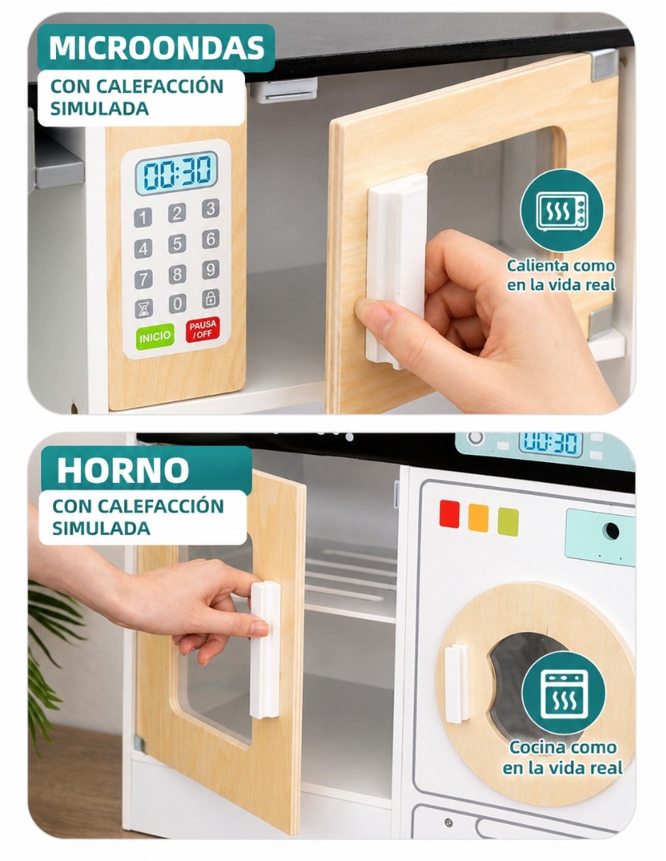 Set de cocina integral de lujo en madera MDF Pingüe juego de rol para niños