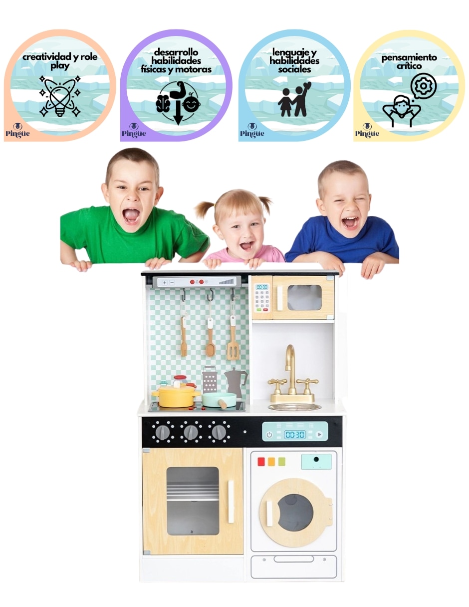 Set de cocina integral de lujo en madera MDF Pingüe juego de rol para niños