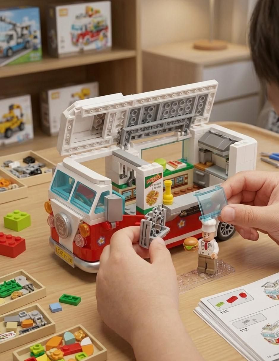 Bloques Cm-top Carrito de pizzas de juguete con bloques de construcción Toy770