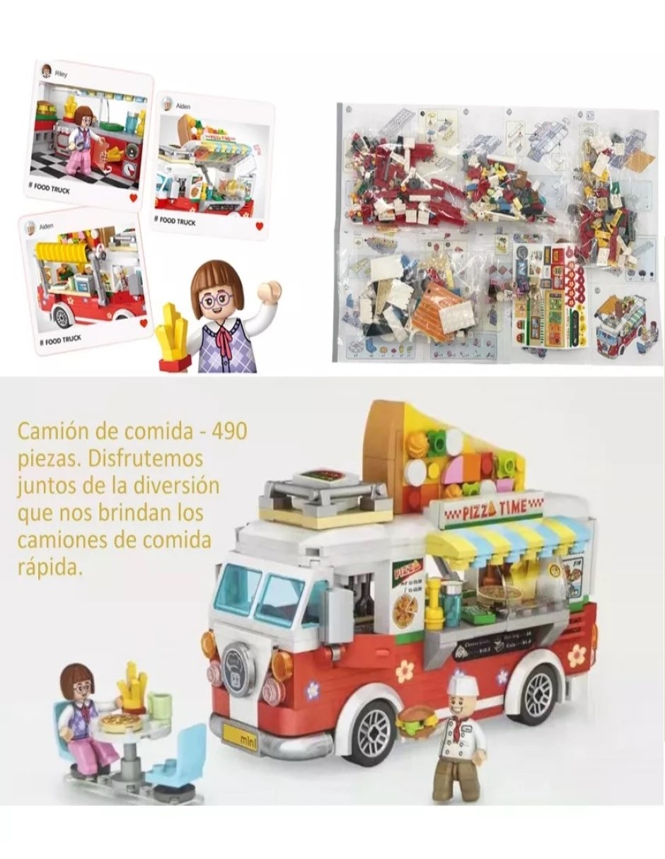 Bloques Cm-top Carrito de pizzas de juguete con bloques de construcción Toy770