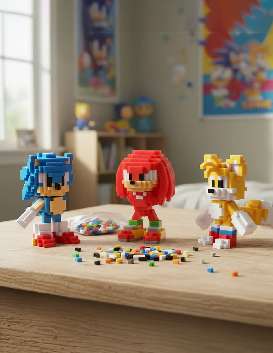 Set figura de acción articuladas sonic, knuckles y tails 2