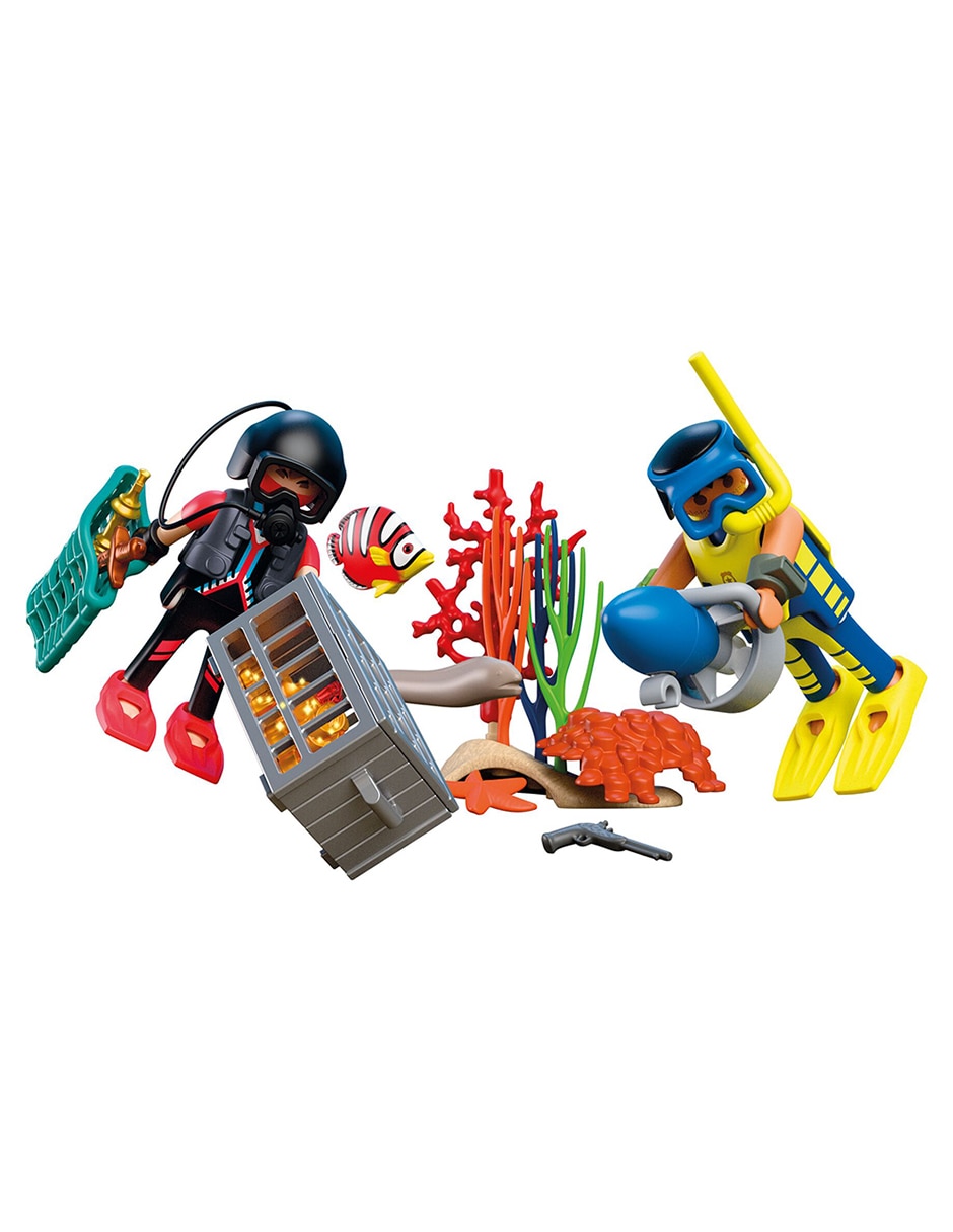 Set construcción playmobil pm policía buzo con tesoro 72078 police