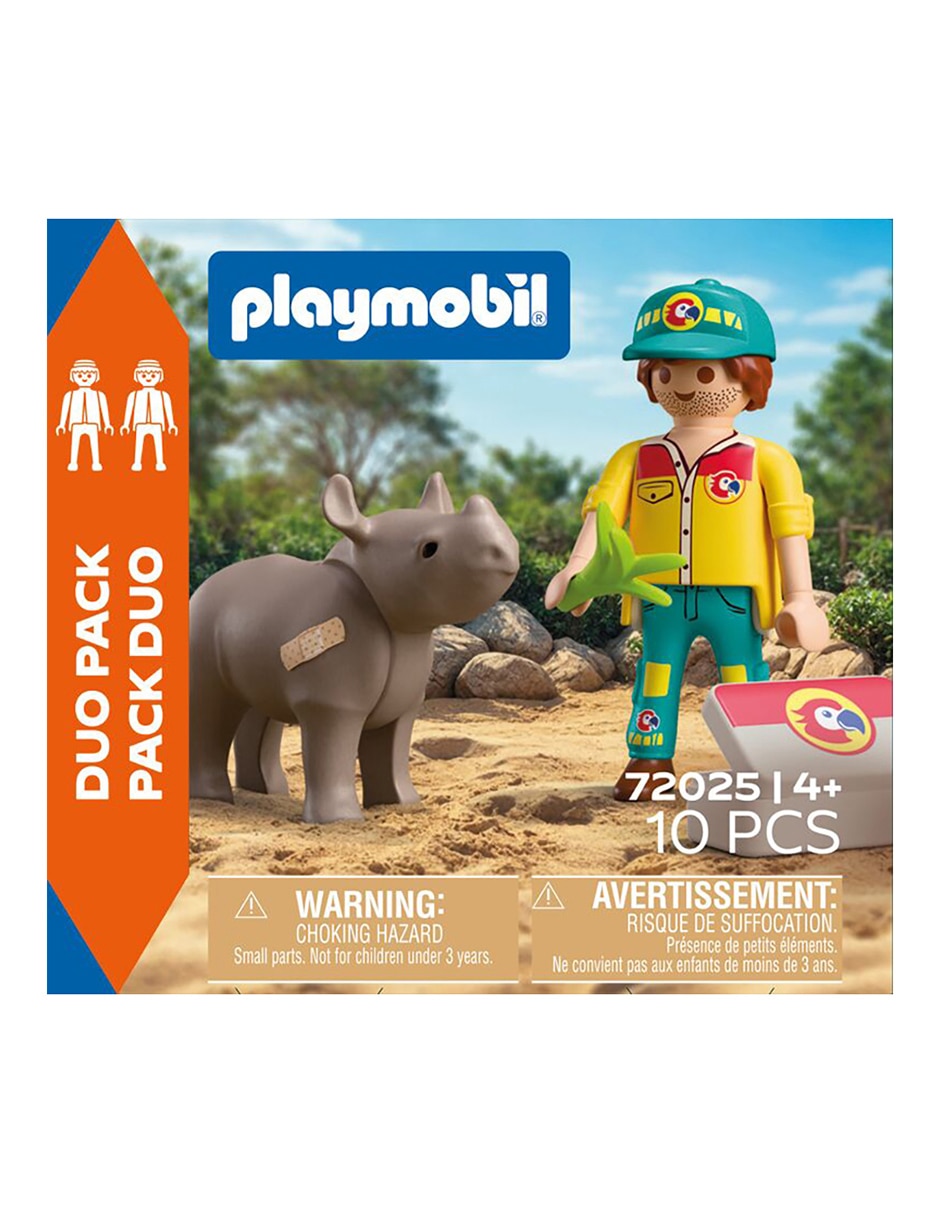 Playmobil PM Duo Pack Cuidador con Rinoceronte 72025 Playmobil PM Duo Pack Cuidador con Rinoceronte 72025