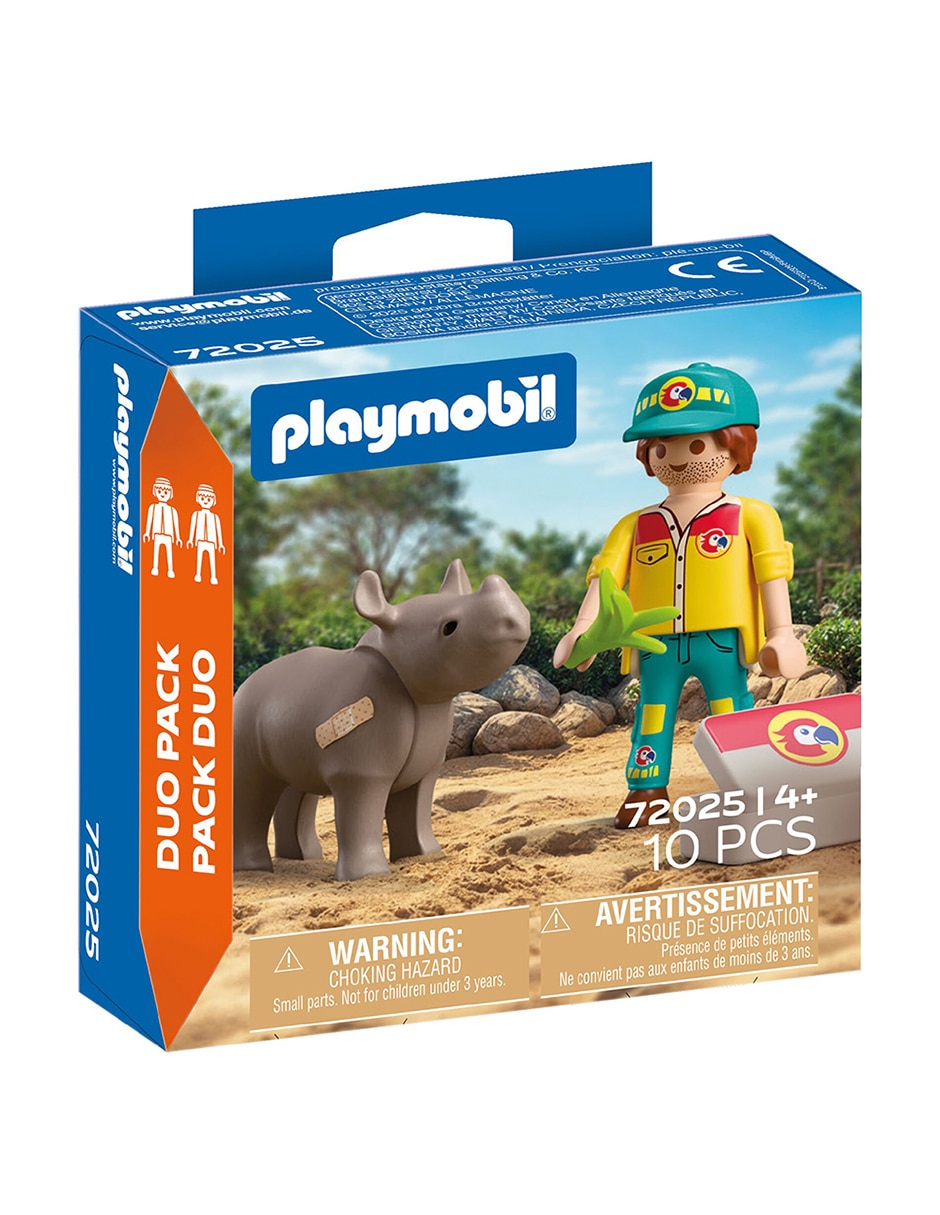 Playmobil PM Duo Pack  Cuidador con Rinoceronte 72025 4