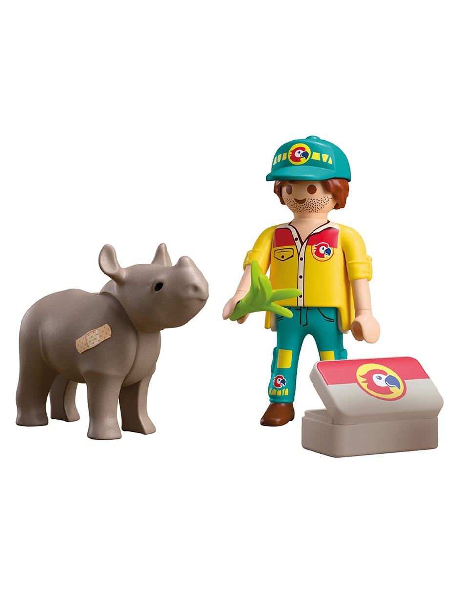 Playmobil PM Duo Pack  Cuidador con Rinoceronte 72025 3