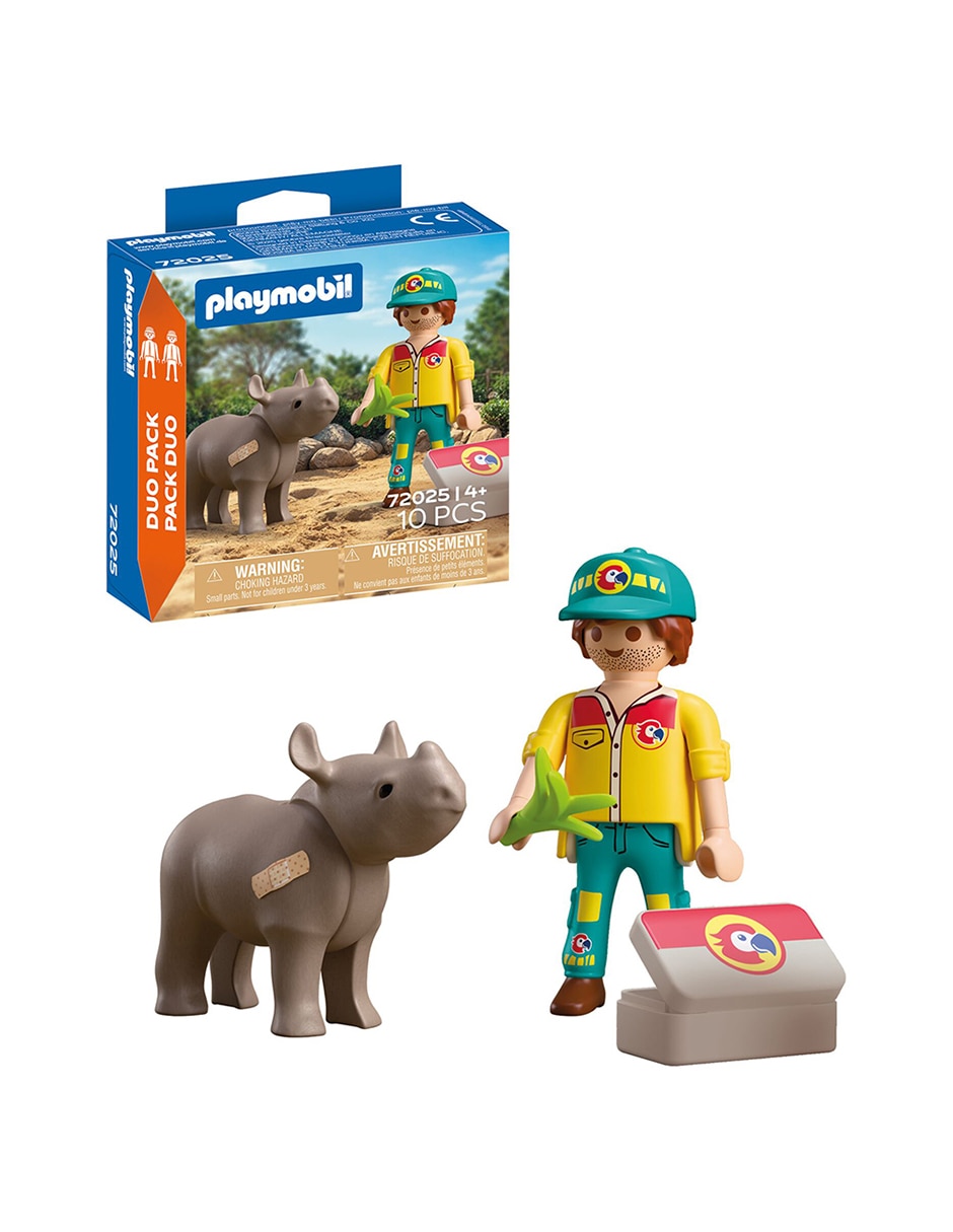 Playmobil PM Duo Pack  Cuidador con Rinoceronte 72025 2