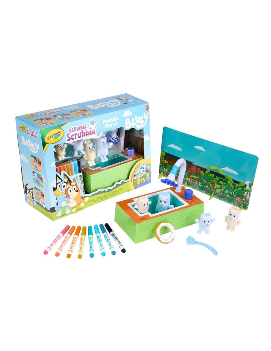 Juego didáctico scribble scrubbies bluey poolside playset 1