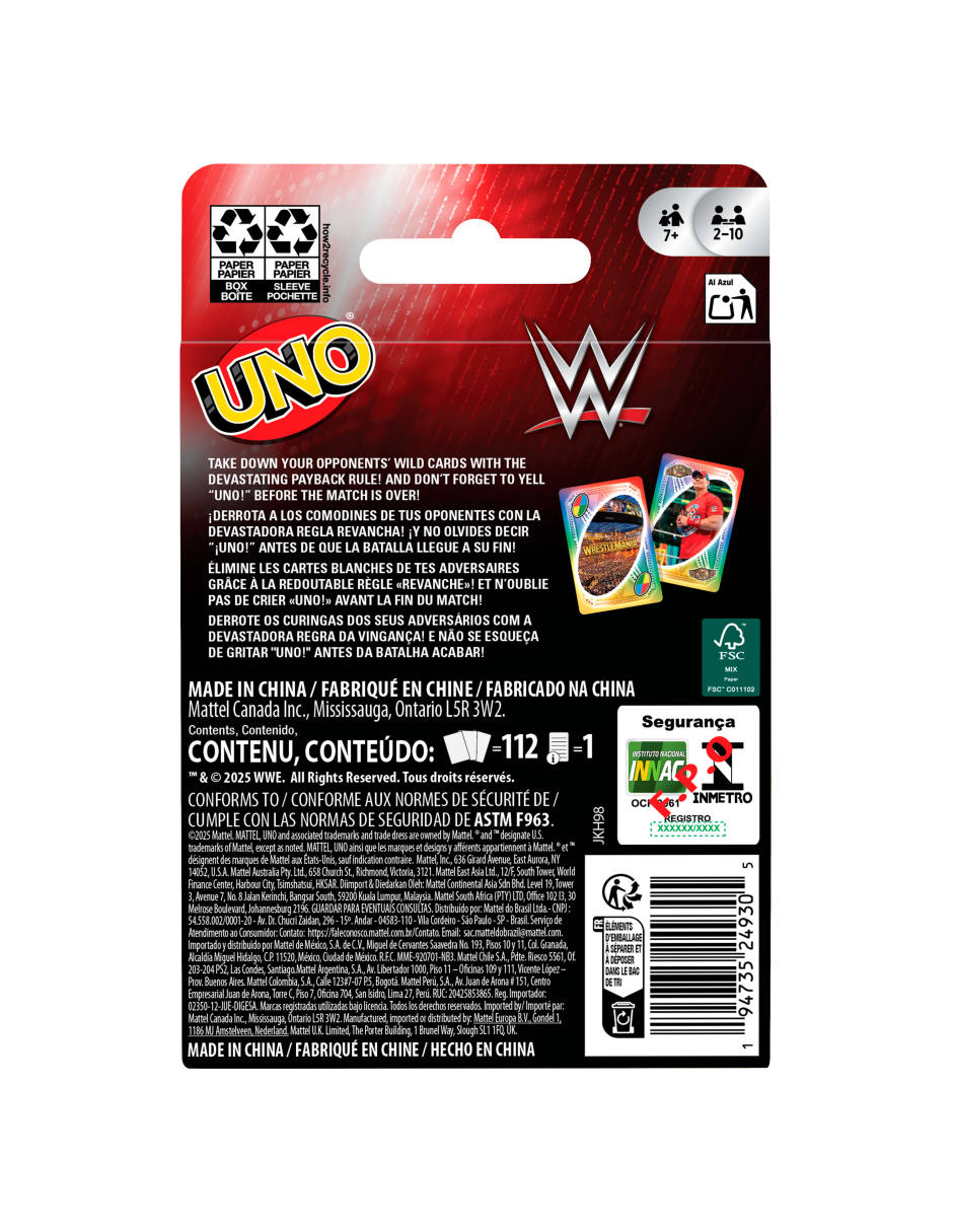 Juego mesa uno wwe uno uno