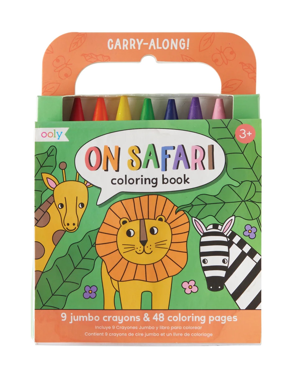 Set libro para colorear + crayones Safari