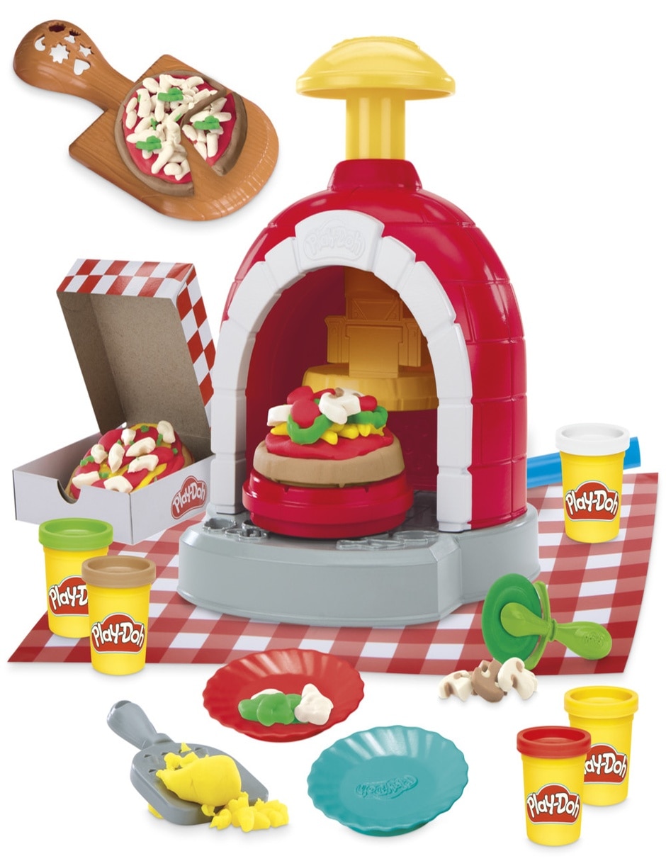 Kit de masa moldeable pizzas sella y gira play-doh