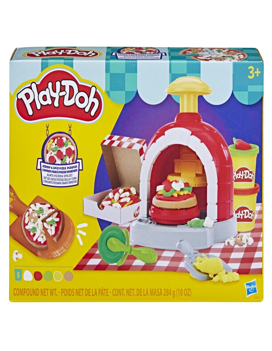 Kit de masa moldeable pizzas sella y gira play-doh