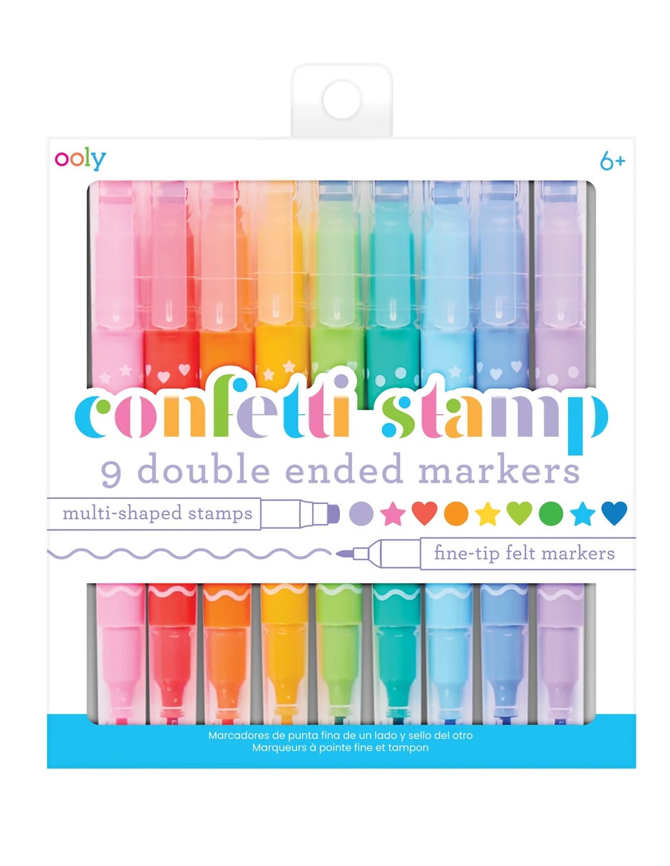 Kit de manualidades marcadores doble punta confetti stamp