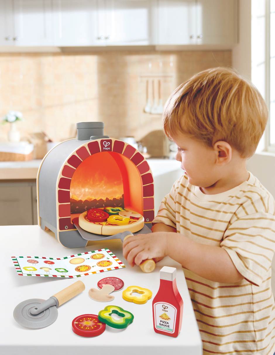Horno de pizza ligero y chisporroteante juego de rol para niños 5