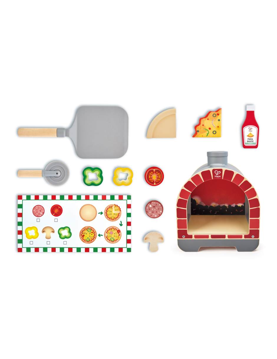 Horno de pizza ligero y chisporroteante juego de rol para niños 6