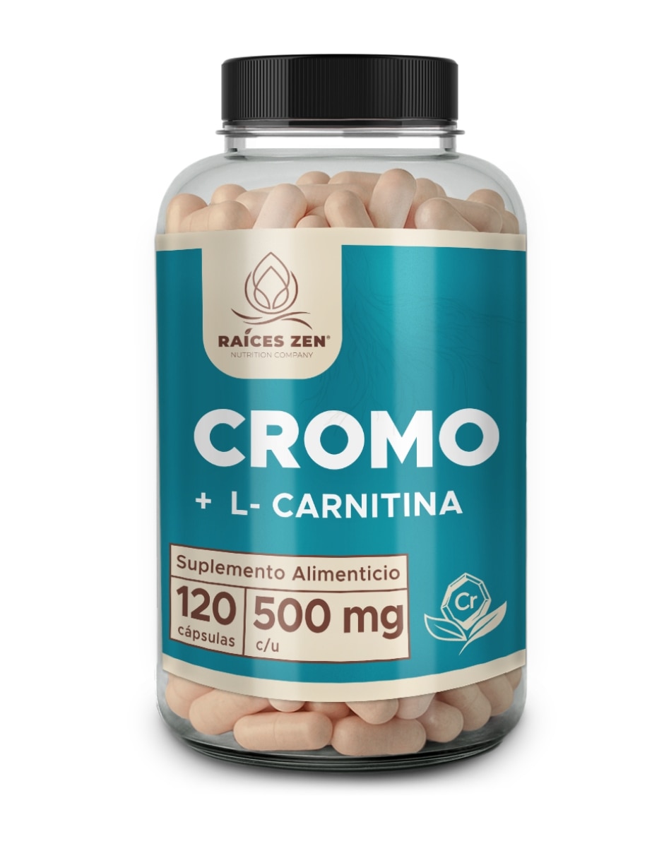 Cromo + L-Carnitina 120 Cápsulas RAÍCES ZEN con Cromo sabor Sin sabor de