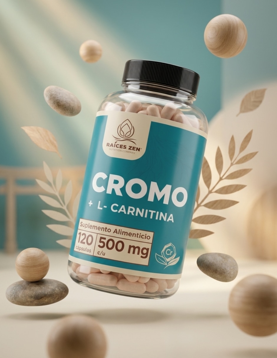 Cromo + L-Carnitina 120 Cápsulas RAÍCES ZEN con Cromo sabor Sin sabor de 4