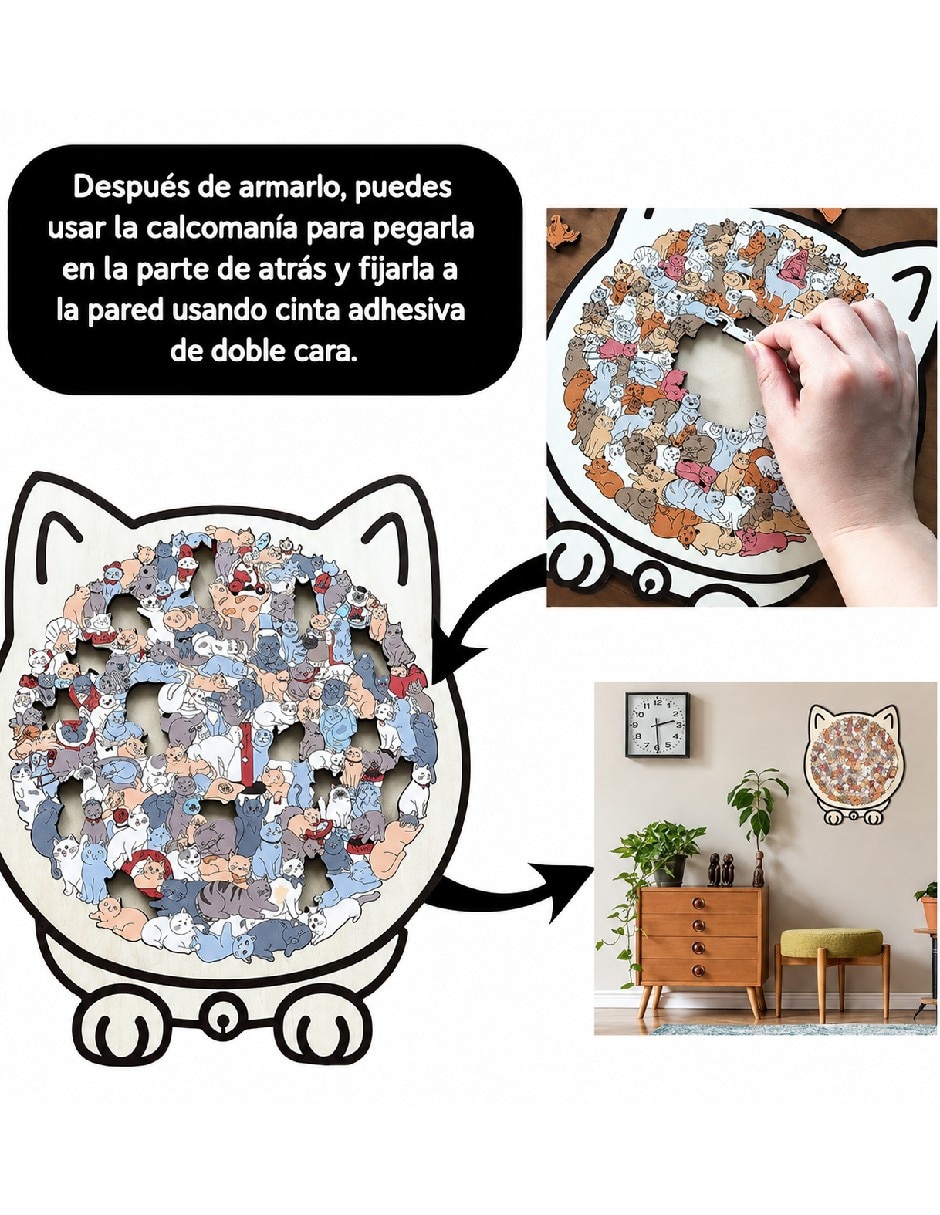 Rompecabezas de madera en forma de gato 130 piezas 2