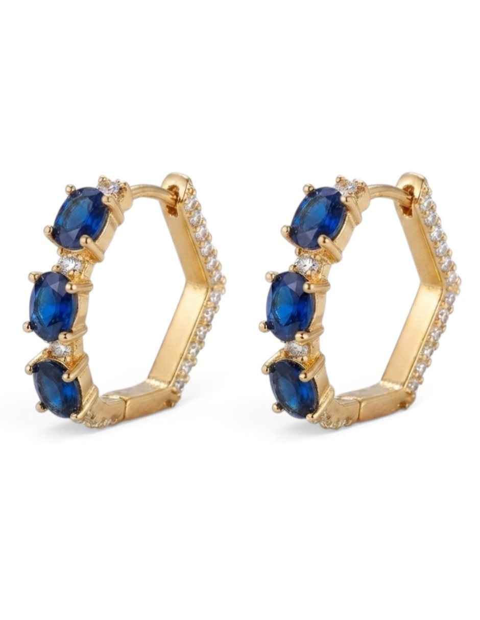 Arracadas elegantes de oro laminado 14 k con acabado brillante zirconia cúbica Arracadas elegantes de oro laminado 14 k con acabado brillante zirconia cúbica
