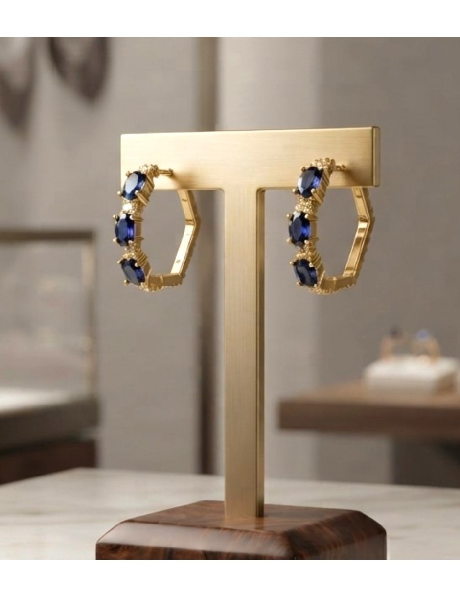 Arracadas elegantes de oro laminado 14 k con acabado brillante zirconia cúbica 4