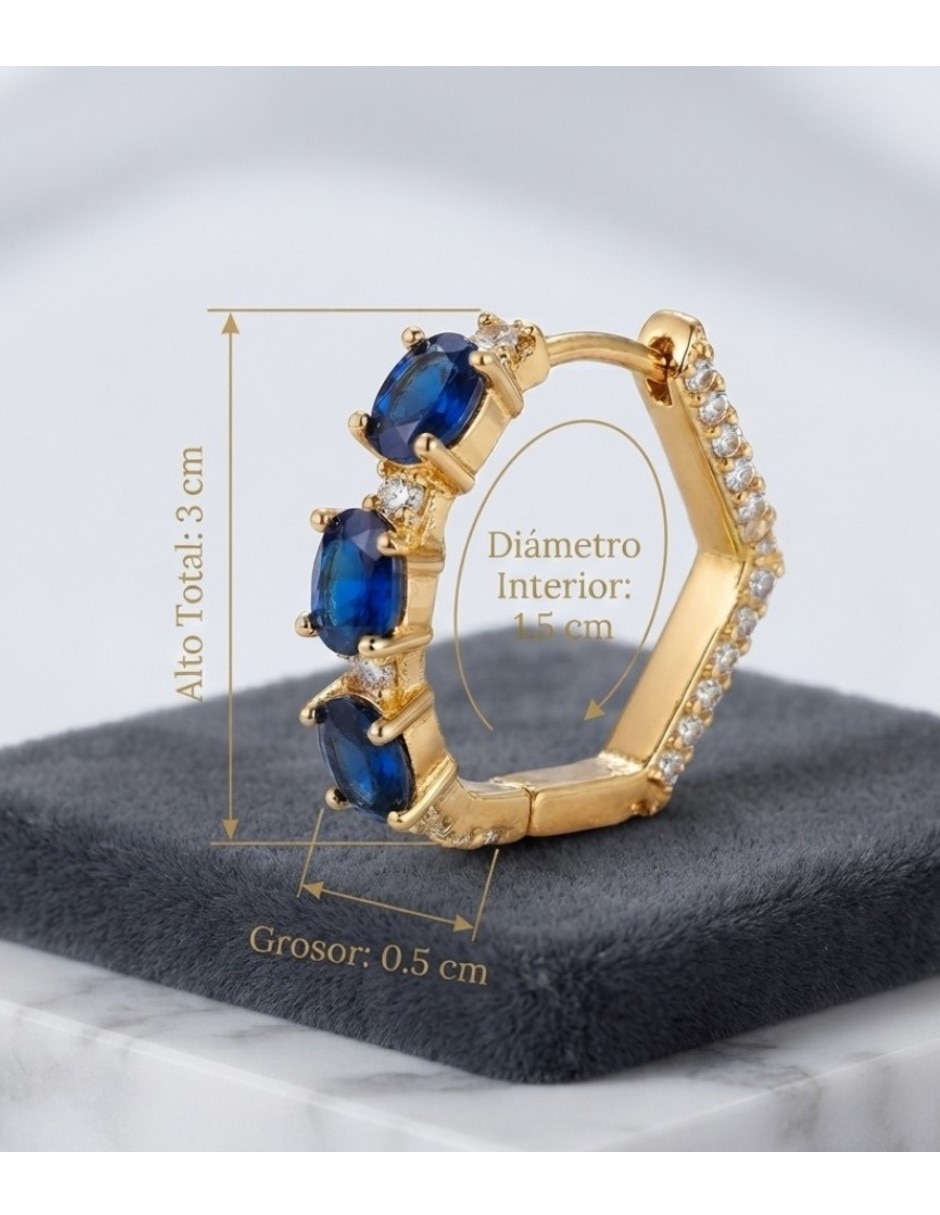 Arracadas elegantes de oro laminado 14 k con acabado brillante zirconia cúbica 5