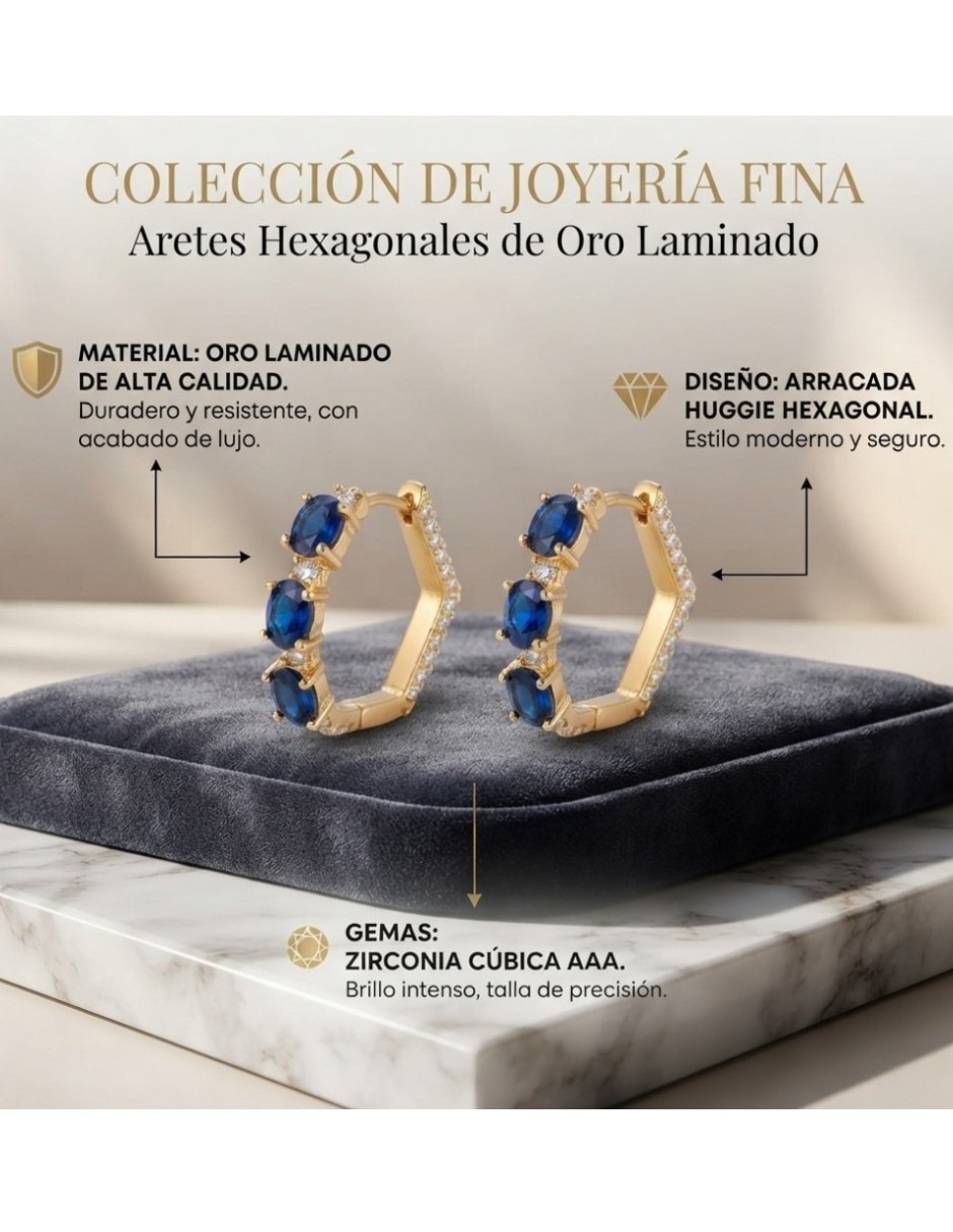 Arracadas elegantes de oro laminado 14 k con acabado brillante zirconia cúbica 2