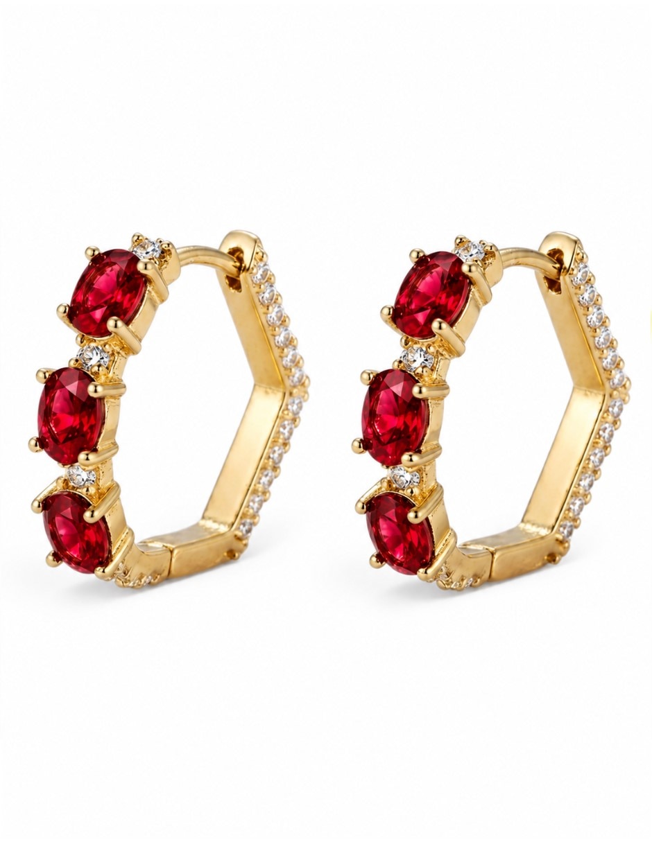 Arracadas elegantes de oro laminado 14 k con acabado brillante zirconia cúbica 1