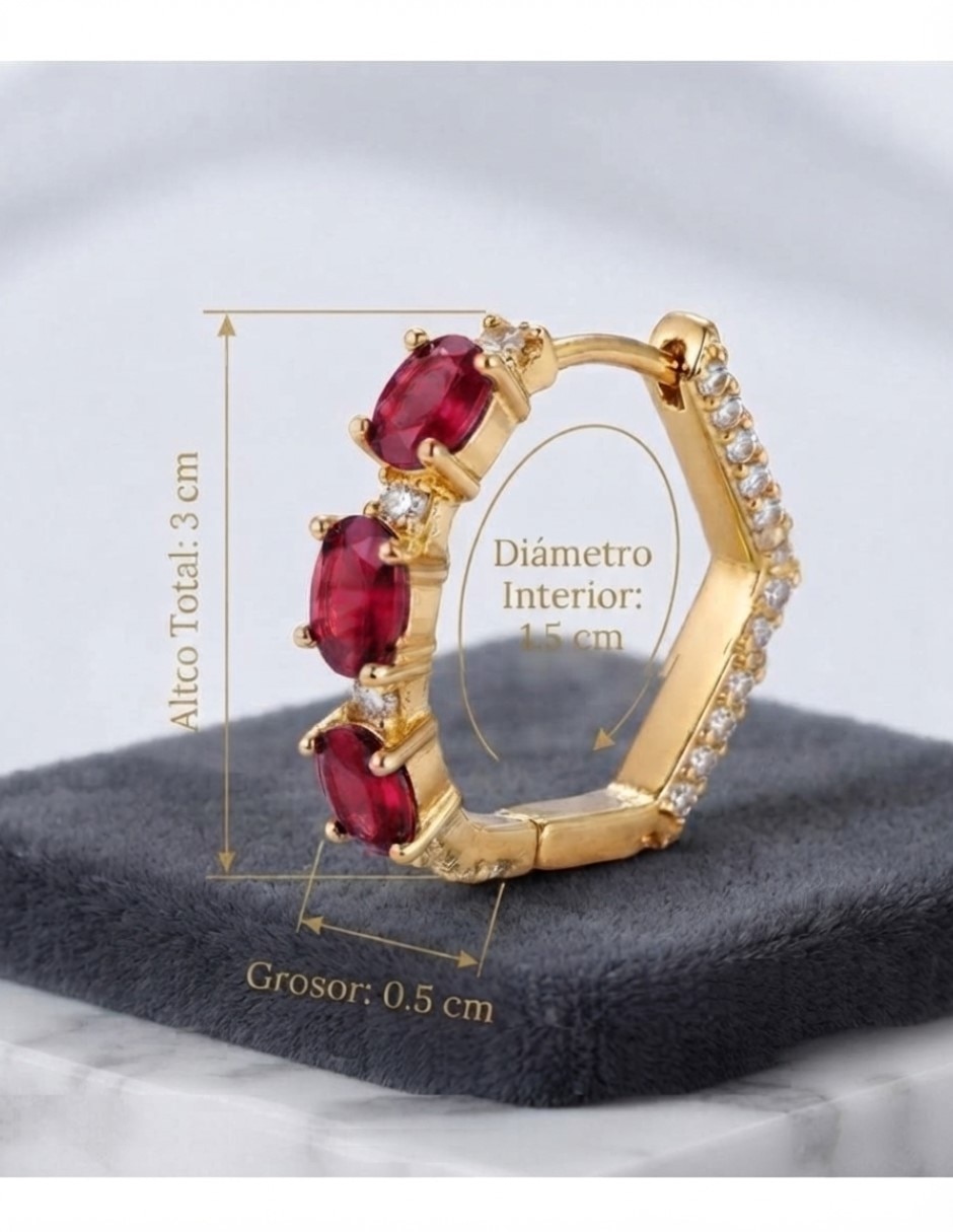 Arracadas elegantes de oro laminado 14 k con acabado brillante zirconia cúbica 7