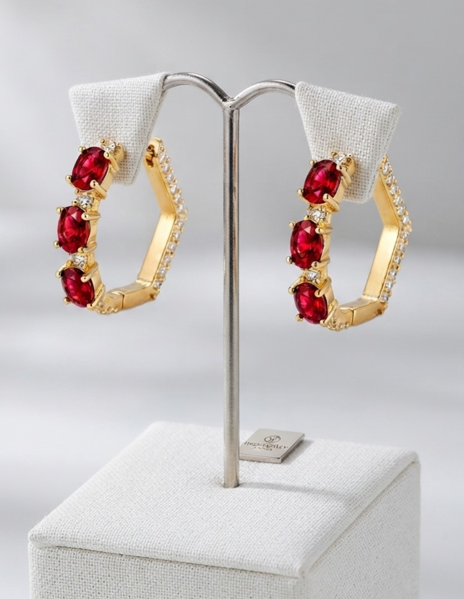 Arracadas elegantes de oro laminado 14 k con acabado brillante zirconia cúbica 3
