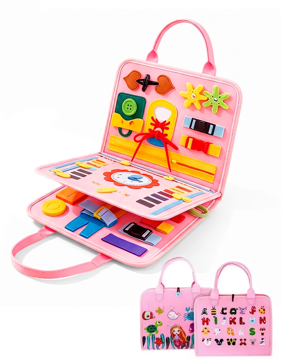 Maleta educativa tablero sensorial montessori brastoy rosa