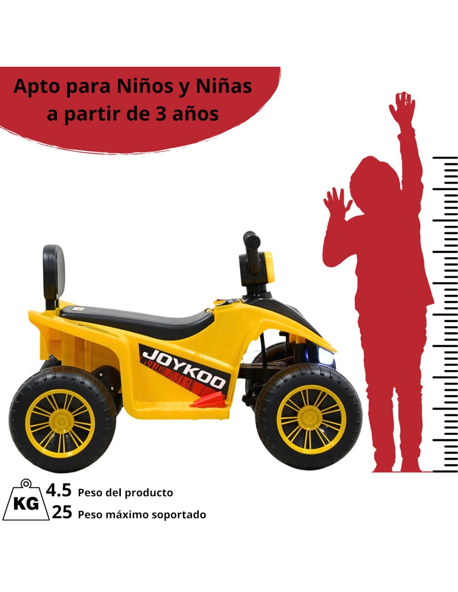 Cuatrimoto montable con control remoto luces y sonido batería 6v de recargable unisex 5