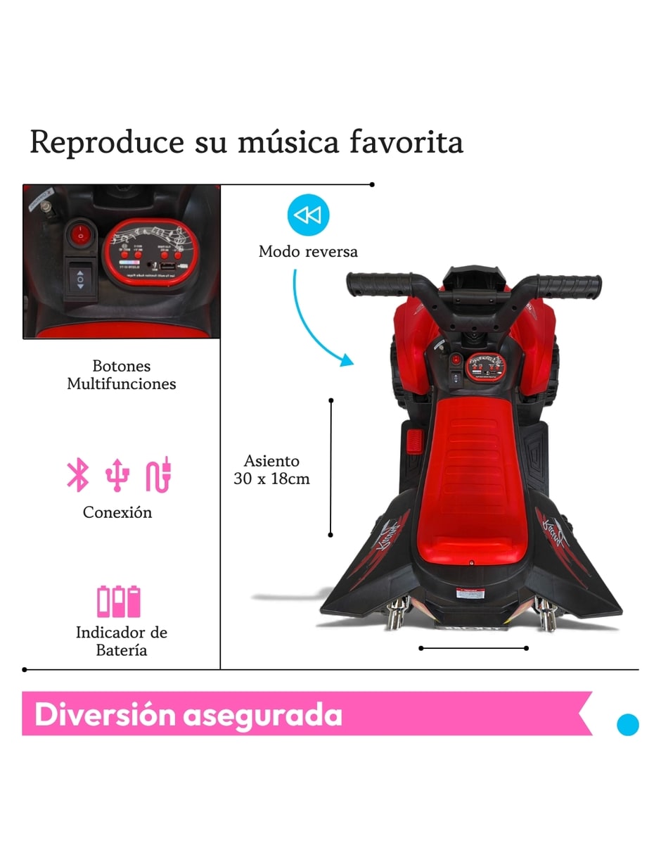 Cuatrimoto montable montable con control remoto Cuatrimoto eléctrica de Batería para Preescolar Unisex 6