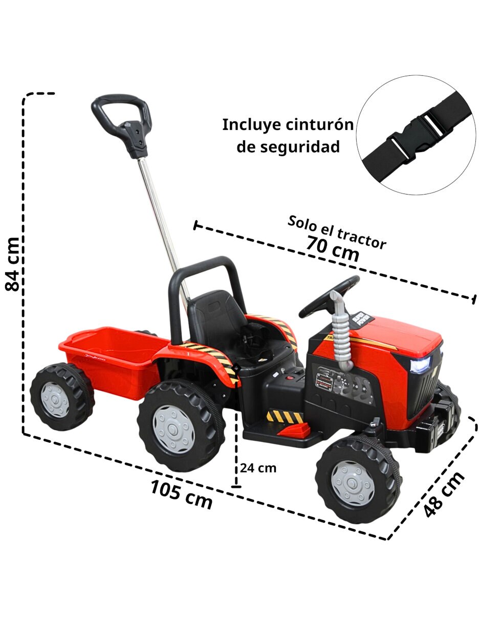 Tractor montable montable con control remoto Tractor Con Bastón de Recargable para Infantil Unisex 8