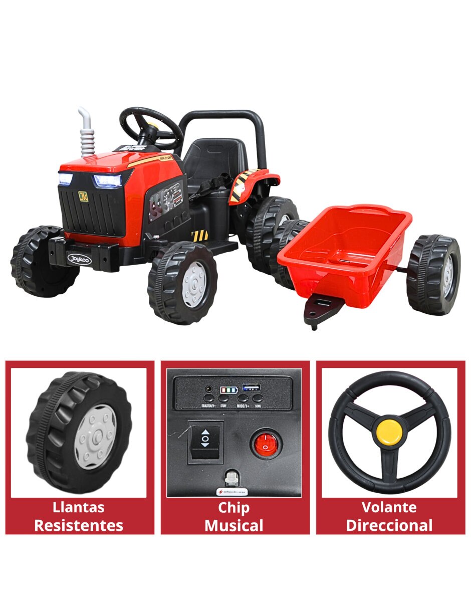 Tractor montable montable con control remoto Tractor Con Bastón de Recargable para Infantil Unisex 5